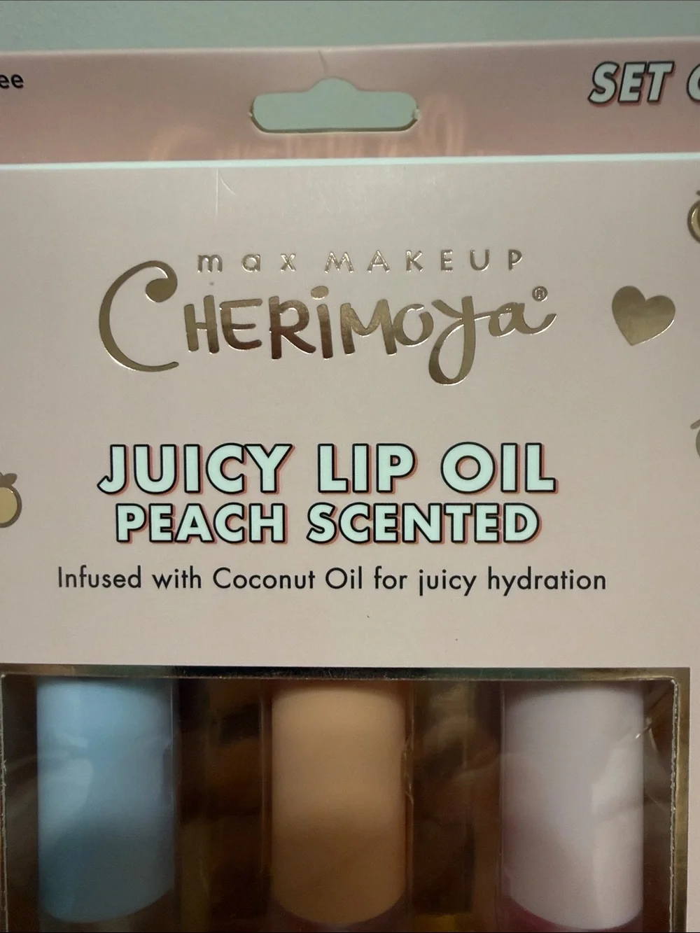 5 Cherimoya Juicy Lip Oil Set - Peach Scented (Pink)